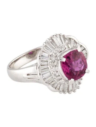 Pre-owned Ring Platinum 1.75ct Thailand Ruby & Diamond Cocktail  In Multi