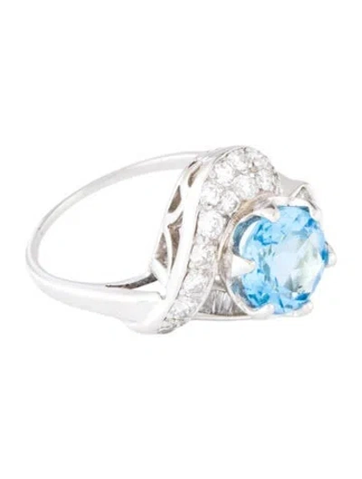 Pre-owned Ring Platinum 1.75ct Topaz & Diamond Cocktail  In Multicolor