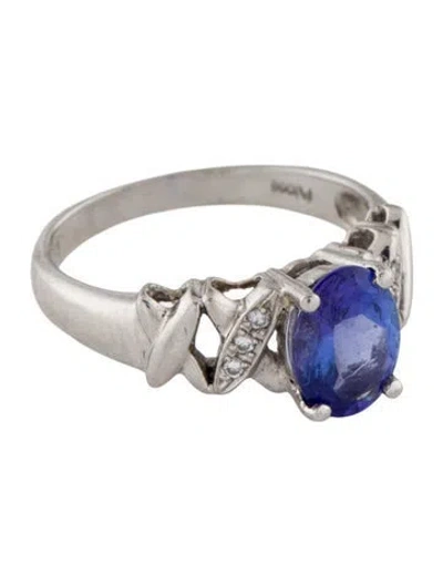 Pre-owned Ring Platinum 1.76ct Tanzanite & Diamonds Cocktail  In Multi