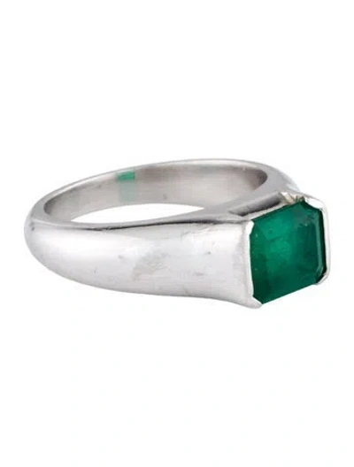 Pre-owned Ring Platinum 1.80ctw Emerald Cocktail  In Multi