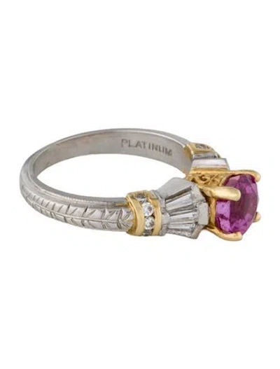 Pre-owned Ring Platinum 1.84ct Sapphire & Diamond Cocktail  In Multi