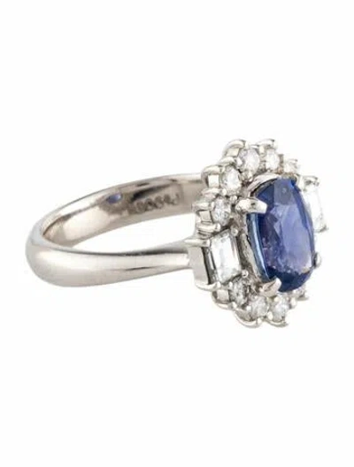 Pre-owned Ring Platinum 1.87ct Unheated Sri Lankan Color-change Sapphire & Diamond Cocktail  In Multi