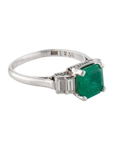 Pre-owned Ring Platinum 1.92ct Emerald & Diamond Cocktail  In Multi