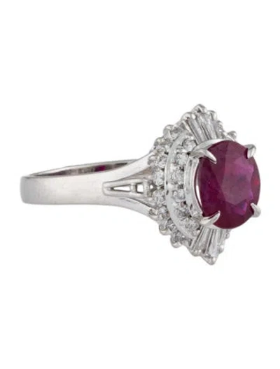 Pre-owned Ring Platinum 2.00ct Burmese Ruby & Diamond Cocktail  In Multi
