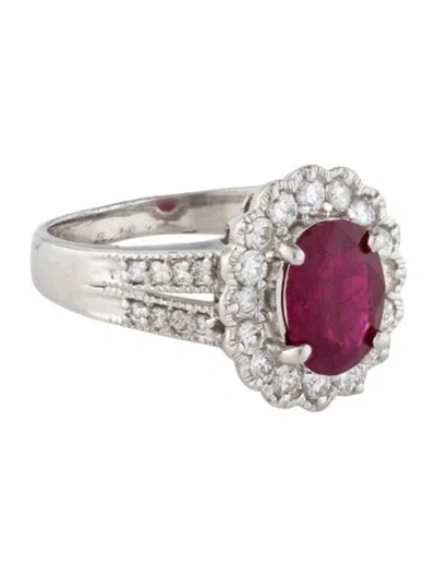 Pre-owned Ring Platinum 2.04ct Ruby & Diamond Cocktail  In Multi