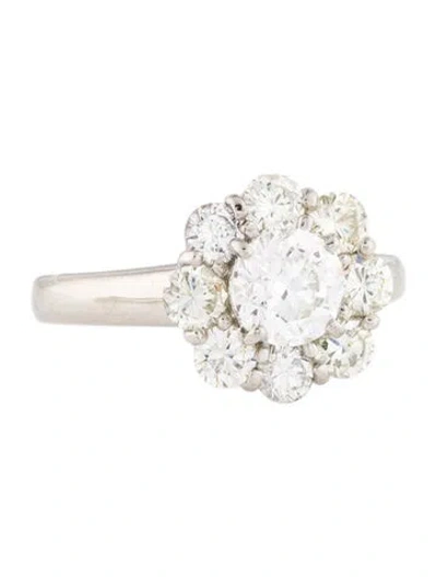 Pre-owned Ring Platinum 2.08ctw Diamond Floral  In Multi