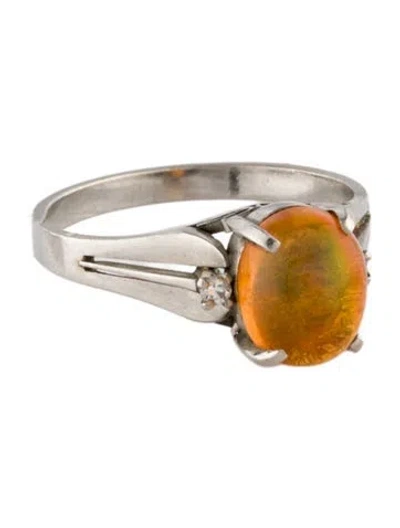 Pre-owned Ring Platinum 2.11ct Opal & Diamond Cocktail  In Multi