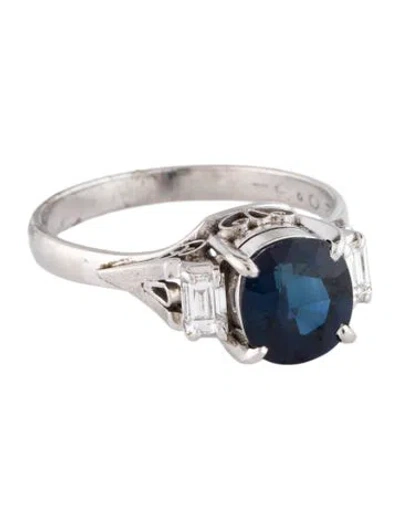 Pre-owned Ring Platinum 2.12ct Sapphire & Diamond Cocktail  In Multi