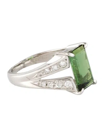Pre-owned Ring Platinum 2.16ct Tourmaline & Diamond Cocktail  In Multi