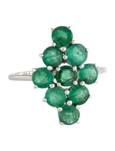 Pre-owned Ring Platinum 2.16ctw Emerald Cocktail  In Multicolor