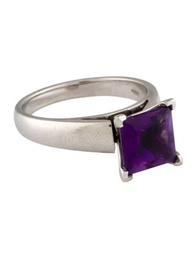 Pre-owned Ring Platinum 2.17ctw Amethyst Cocktail  In Multi