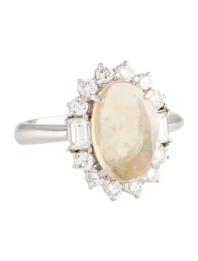 Pre-owned Ring Platinum 2.29ct Opal & Diamond Cocktail  In Multi