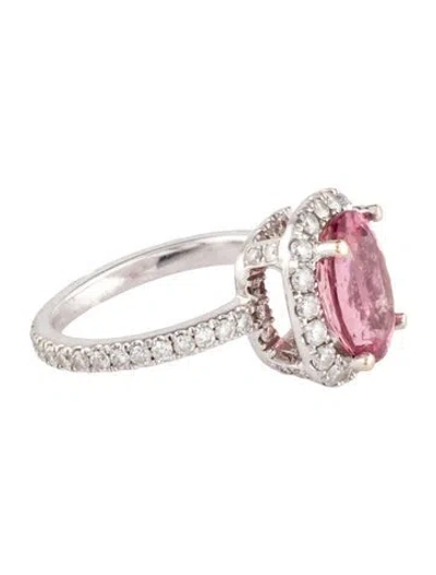 Pre-owned Ring Platinum 2.29ct Tourmaline And Diamond Cocktail  In Multi