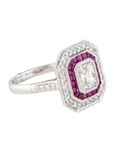 Pre-owned Ring Platinum 2.34ctw Diamond & Ruby Cocktail  In Multi