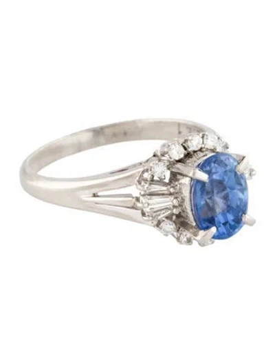 Pre-owned Ring Platinum 2.41ct Sapphire & Diamond Cocktail  In Multi