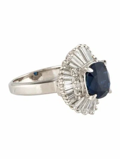 Pre-owned Ring Platinum 2.45ct Thai Sapphire & Diamond  In Multi