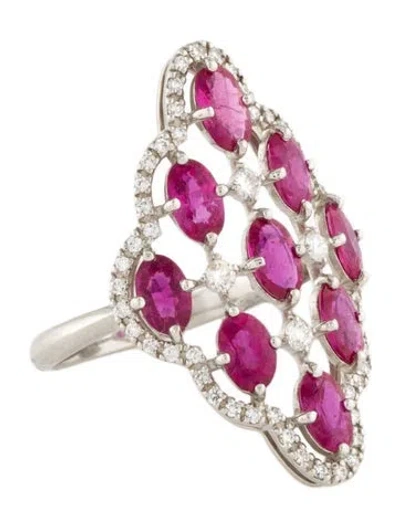 Pre-owned Ring Platinum 2.48ctw Ruby & Diamond Cocktail  In Multi