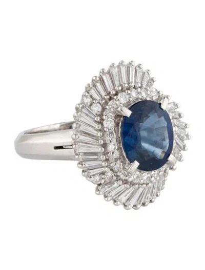 Pre-owned Ring Platinum 2.51ct Sapphire & Diamond Cocktail  In Multi