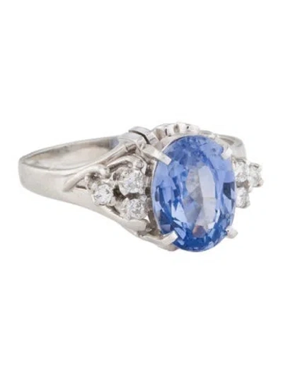 Pre-owned Ring Platinum 2.53ct Unheated Sri Lanka Sapphire & Diamond Cocktail  In Multi