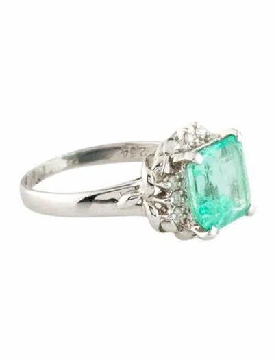 Pre-owned Ring Platinum 2.54ct Colombian Emerald & Diamond Cocktail  In Multi
