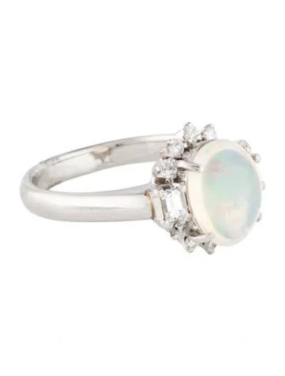 Pre-owned Ring Platinum 2.56ctw Opal & Diamond Cocktail  In Multi