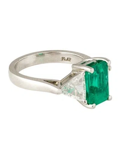 Pre-owned Ring Platinum 2.57ct Emerald & Diamond Cocktail  In Multi