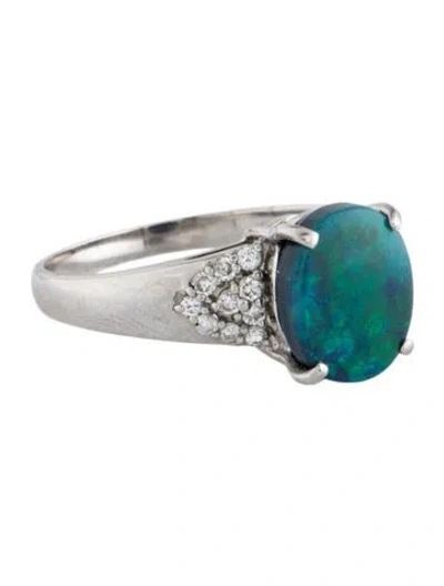 Pre-owned Ring Platinum 2.57ct Opal & Diamond Cocktail  In Multi