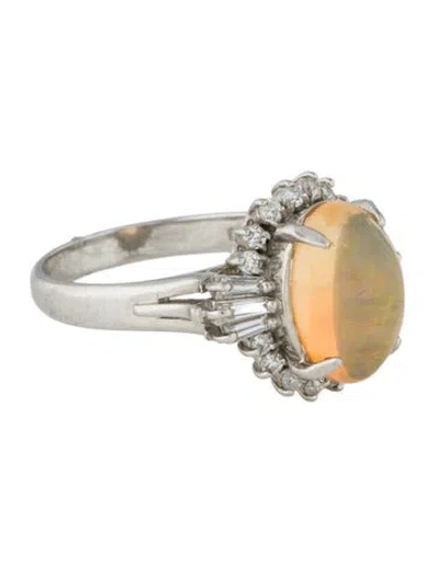 Pre-owned Ring Platinum 2.57ct Opal & Diamond Cocktail  In Multi