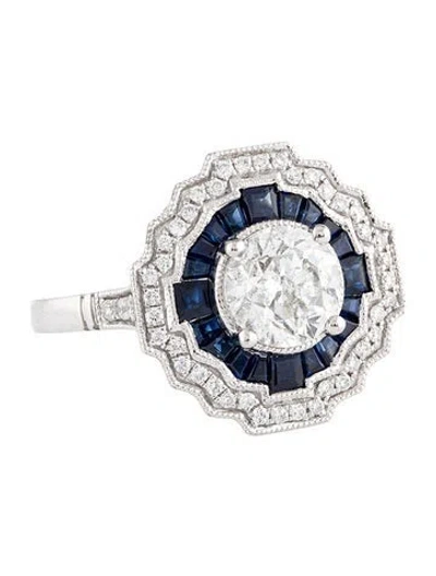 Pre-owned Ring Platinum 2.63ctw Diamond & Sapphire Cocktail  In Multi