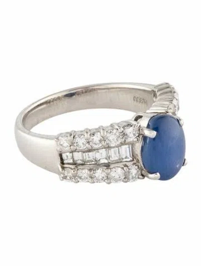 Pre-owned Ring Platinum 2.82ct Unheated Burmese Star Sapphire & Diamond Cocktail  In Multi