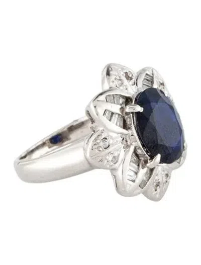 Pre-owned Ring Platinum 2.86ct Sapphire & Diamond Cocktail  In Multi
