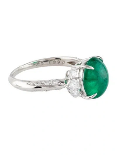 Pre-owned Ring Platinum 2.88ct Emerald & Diamond Cocktail  In Multi