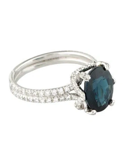 Pre-owned Ring Platinum 2.93ct Sapphire & Diamond Cocktail  In Multi