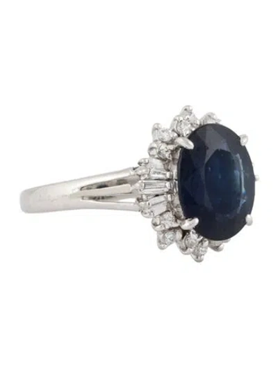 Pre-owned Ring Platinum 2.98ct Sapphire & Diamond  In Multi