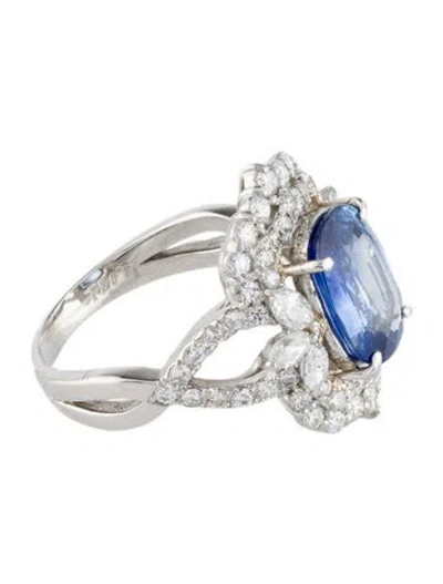 Pre-owned Ring Platinum 3.03ct Sapphire & Diamond Cocktail  In Multi
