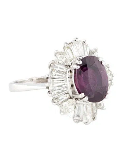 Pre-owned Ring Platinum 3.09ct Purple Thai Sapphire & Diamond Cocktail  In Multi