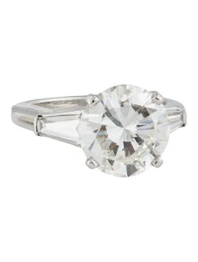 Pre-owned Ring Platinum 3.18ct Diamond Engagement  In Multi