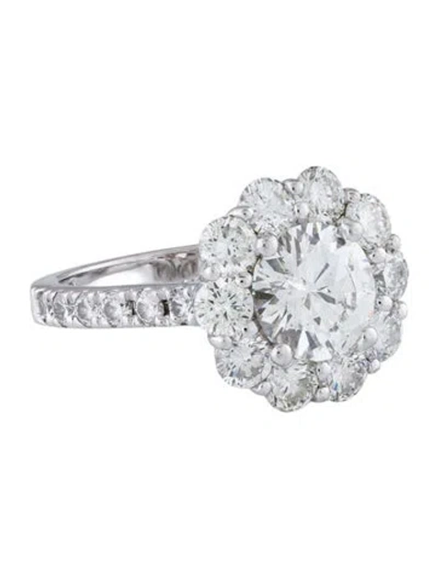 Pre-owned Ring Platinum 3.18ctw Diamond Cocktail  In Multi