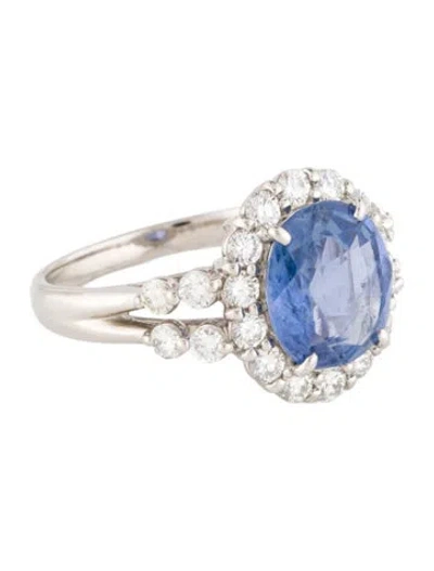 Pre-owned Ring Platinum 3.31ct Sapphire & Diamond Cocktail  In Multi
