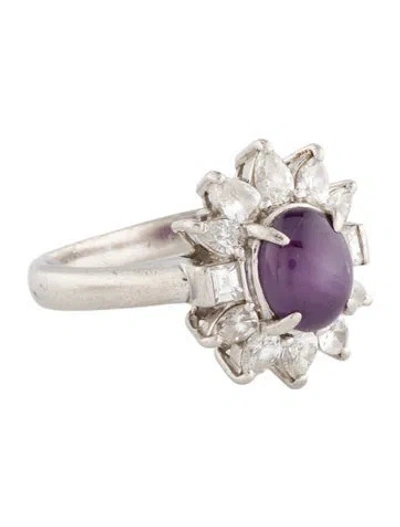 Pre-owned Ring Platinum 3.33ct Star Ruby & Diamond Cocktail  In Multi