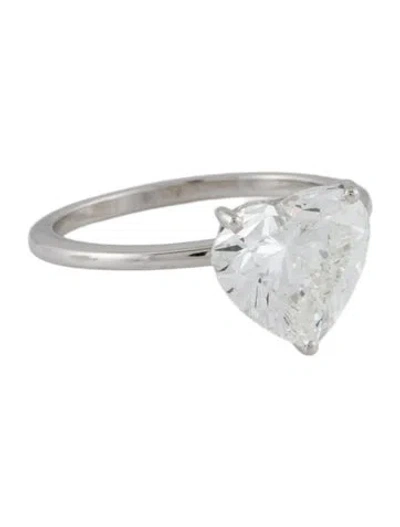 Pre-owned Ring Platinum 3.35ct Lab-grown Diamond Heart Cocktail  In Multi