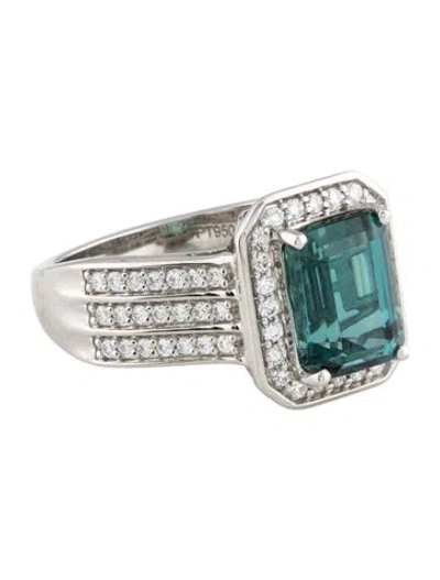 Pre-owned Ring Platinum 3.35ct Tourmaline & Diamond Cocktail  In Multi