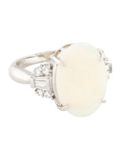 Pre-owned Ring Platinum 3.50ct Opal & Diamond Cocktail  In Multi