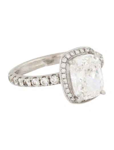 Pre-owned Ring Platinum 3.61ct Lab-grown Diamond Engagement  In Multi