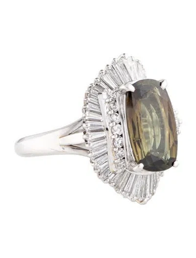 Pre-owned Ring Platinum 3.87ct Sri Lankan Alexandrite & Diamond Cocktail  In Multi