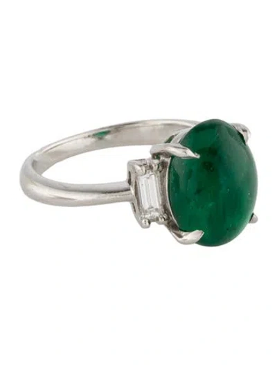 Pre-owned Ring Platinum 3.90ct Emerald & Diamond Cocktail  In Multi