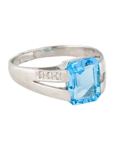 Pre-owned Ring Platinum 4.00ct Topaz & Diamond Cocktail  In Multi