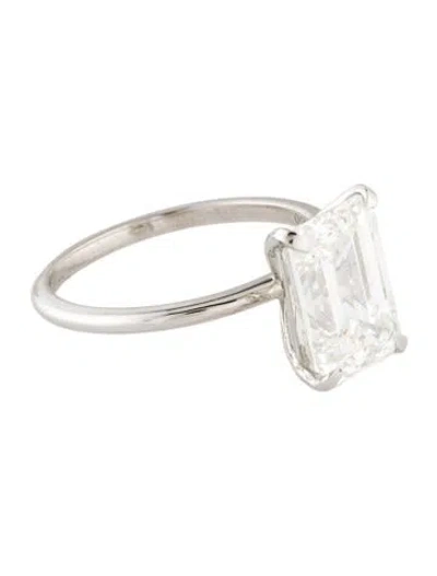 Pre-owned Ring Platinum 4.05ct Lab-grown Diamond Engagement  In Multi
