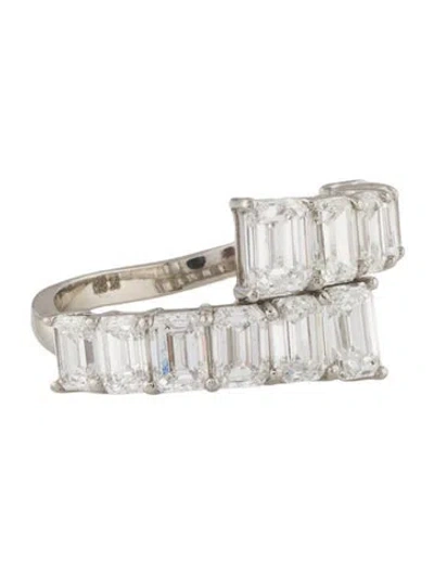 Pre-owned Ring Platinum 4.20ctw Lab-grown Diamond Bypass  In Multi