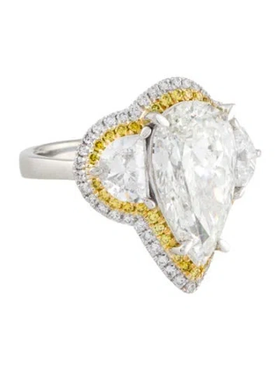 Pre-owned Ring Platinum 4.40ct Lab-grown Diamond Cocktail  In Multi